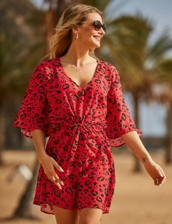 Wholesale 🛒 SOSANDAR 👗 Dresses Animal Print Beach Cover Up Kaftan 😉 -New In Womens Sales 2022 MS 10 T83 3214S A4 X EC 3