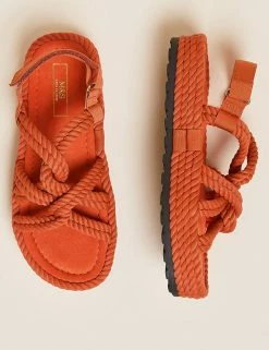 New ✨ M&S Collection Woven Strappy Flat 🩴 Sandals ✔️ -New In Womens Sales 2022 SD 01 T02 0004B P0 X EC 1