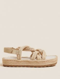 New ✨ M&S Collection Woven Strappy Flat 🩴 Sandals ✔️