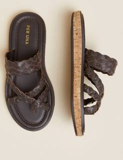 Coupon 🔥 Per Una Leather Woven Strappy 🩴 Sandals 🌟 -New In Womens Sales 2022 SD 01 T02 0342 UH X EC 1