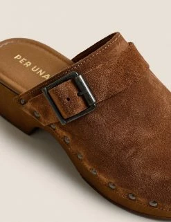 Discount 😍 Per Una 🩴 Sandals Suede Block Heel Clogs 😍 -New In Womens Sales 2022 SD 01 T02 0343 VS X EC 3