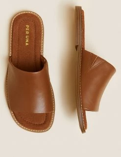 Best Pirce 🎁 Per Una 🩴 Sandals Leather Flat Sliders 🎁 -New In Womens Sales 2022 SD 01 T02 0347 VS X EC 1