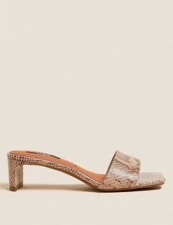 Wholesale 🤩 M&S Collection 🩴 Sandals Leather Animal Print Statement Mules 😉