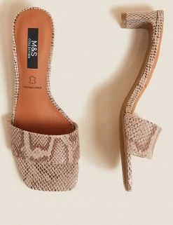 Wholesale 🤩 M&S Collection 🩴 Sandals Leather Animal Print Statement Mules 😉 -New In Womens Sales 2022 SD 01 T02 2202B GX X EC 1