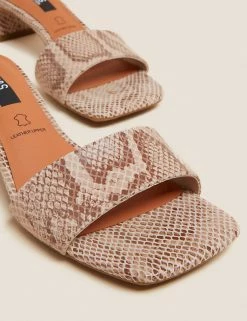 Wholesale 🤩 M&S Collection 🩴 Sandals Leather Animal Print Statement Mules 😉 -New In Womens Sales 2022 SD 01 T02 2202B GX X EC 3