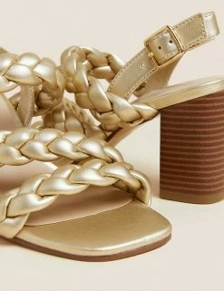 Coupon 🛒 M&S Collection Woven Block Heel 🩴 Sandals 🌟 -New In Womens Sales 2022 SD 01 T02 2207 S0 X EC 3