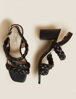 Coupon 🛒 M&S Collection Woven Block Heel 🩴 Sandals 🌟 -New In Womens Sales 2022 SD 01 T02 2207 Y0 X EC 1