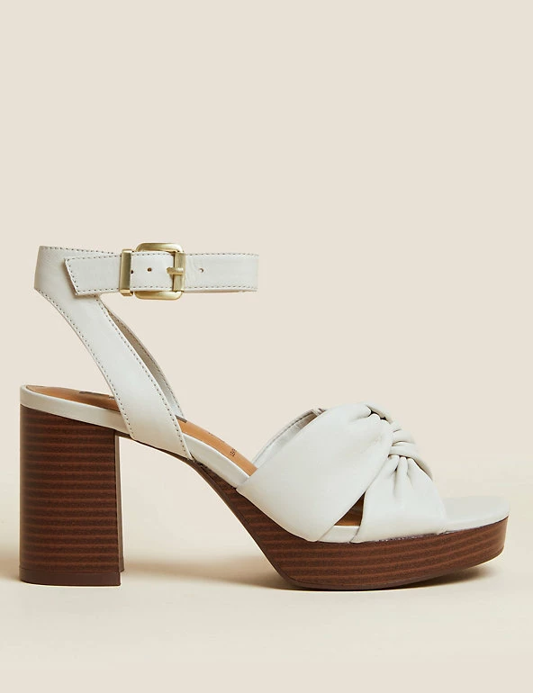 Budget 🥰 M&S Collection Leather Knot Platform 🩴 Sandals ❤️ 1 Budget 🥰 M&S Collection Leather Knot Platform 🩴 Sandals ❤️