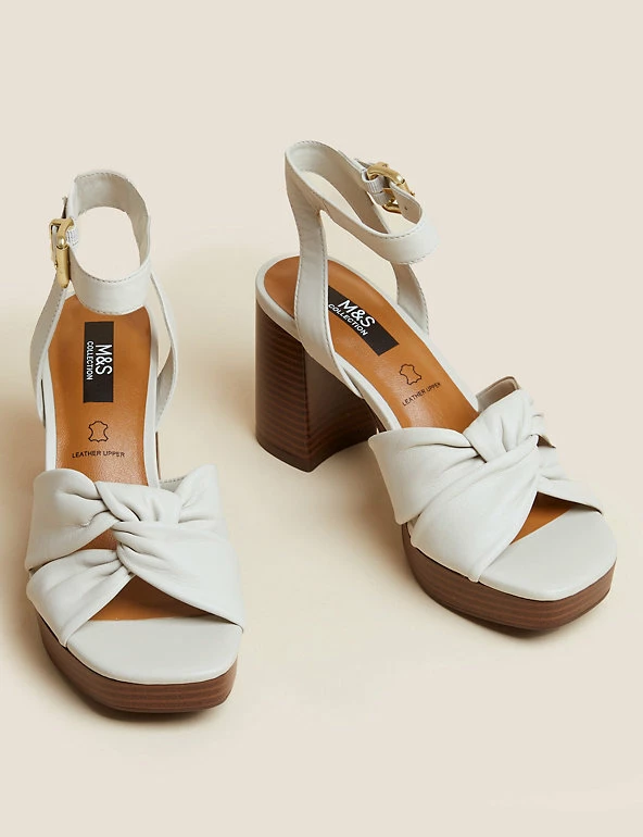 Budget 🥰 M&S Collection Leather Knot Platform 🩴 Sandals ❤️ 2 Budget 🥰 M&S Collection Leather Knot Platform 🩴 Sandals ❤️ - Image 2