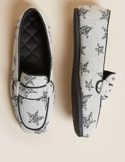 Best Pirce 😍 M&S Collection Star Square Toe Moccasin Slippers 🎁 -New In Womens Sales 2022 SD 01 T02 3032A Y4 X EC 1