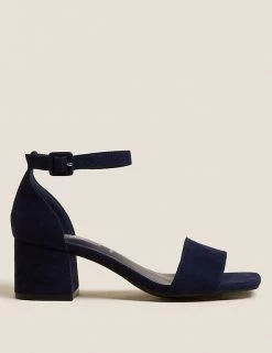 Buy 💯 M&S Collection Wide Fit Ankle Strap Block Heel 🩴 Sandals ✔️