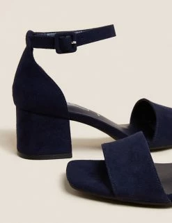 Buy 💯 M&S Collection Wide Fit Ankle Strap Block Heel 🩴 Sandals ✔️ -New In Womens Sales 2022 SD 01 T02 3202W F0 X EC 3