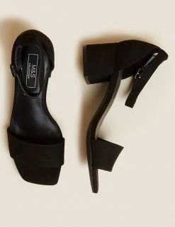 Buy 💯 M&S Collection Wide Fit Ankle Strap Block Heel 🩴 Sandals ✔️ -New In Womens Sales 2022 SD 01 T02 3202W YG X EC 1
