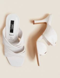 Top 10 🔔 M&S Collection 🩴 Sandals Wide Fit Leather Stiletto Heel Mules ✔️ -New In Womens Sales 2022 SD 01 T02 3203W SS X EC 1