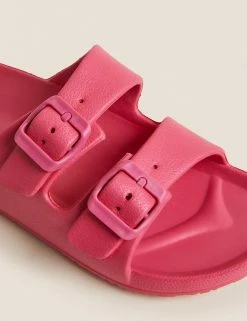 Brand new 👏 M&S Collection 🩴 Sandals Buckle Footbed Sliders 👍 -New In Womens Sales 2022 SD 01 T02 3936 A8 X EC 3
