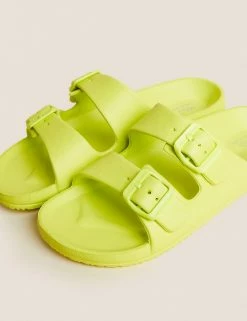 Brand new 👏 M&S Collection 🩴 Sandals Buckle Footbed Sliders 👍 -New In Womens Sales 2022 SD 01 T02 3936 EA X EC 3