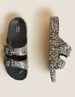 Brand new 👏 M&S Collection 🩴 Sandals Buckle Footbed Sliders 👍 -New In Womens Sales 2022 SD 01 T02 3936 N4 X EC 1