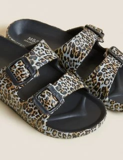 Brand new 👏 M&S Collection 🩴 Sandals Buckle Footbed Sliders 👍 -New In Womens Sales 2022 SD 01 T02 3936 N4 X EC 3