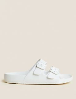 Brand new 👏 M&S Collection 🩴 Sandals Buckle Footbed Sliders 👍 -New In Womens Sales 2022 SD 01 T02 3936 Z0 X EC 0