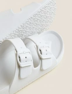 Brand new 👏 M&S Collection 🩴 Sandals Buckle Footbed Sliders 👍 -New In Womens Sales 2022 SD 01 T02 3936 Z0 X EC 3