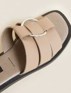 Top 10 ⌛ M&S Collection 🩴 Sandals Leather Ring Detail Flat Sliders ✨ -New In Womens Sales 2022 SD 01 T02 3984 NP X EC 3
