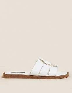 Top 10 ⌛ M&S Collection 🩴 Sandals Leather Ring Detail Flat Sliders ✨ -New In Womens Sales 2022 SD 01 T02 3984 Z0 X EC 0