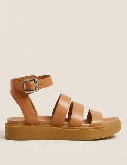 Cheapest 🎁 M&S Collection Leather Ankle Strap Flat 🩴 Sandals 🎁 -New In Womens Sales 2022 SD 01 T02 4485 TK X EC 0