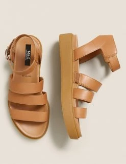 Cheapest 🎁 M&S Collection Leather Ankle Strap Flat 🩴 Sandals 🎁 -New In Womens Sales 2022 SD 01 T02 4485 TK X EC 1