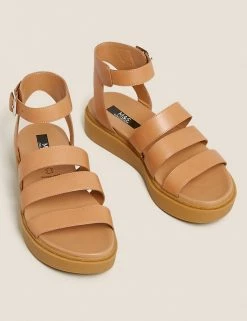 Cheapest 🎁 M&S Collection Leather Ankle Strap Flat 🩴 Sandals 🎁 -New In Womens Sales 2022 SD 01 T02 4485 TK X EC 90