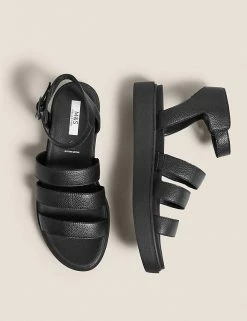 Cheapest 🎁 M&S Collection Leather Ankle Strap Flat 🩴 Sandals 🎁 -New In Womens Sales 2022 SD 01 T02 4485 Y0 X EC 1