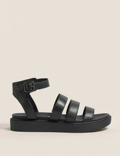 Cheapest 🎁 M&S Collection Leather Ankle Strap Flat 🩴 Sandals 🎁 -New In Womens Sales 2022 SD 01 T02 4485 Y0 X EC 4