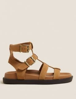 New 🥰 M&S Collection Suede Ankle Strap Gladiator 🩴 Sandals 🌟