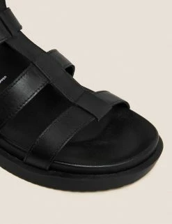 Hot Sale 🧨 M&S Collection Leather Flat Gladiator 🩴 Sandals 🤩 -New In Womens Sales 2022 SD 01 T02 4605B Y0 X EC 3
