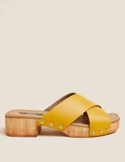 Wholesale ✨ M&S Collection Footwear Leather Block Heel Clogs 🔔