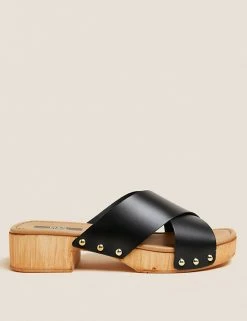 Wholesale ✨ M&S Collection Footwear Leather Block Heel Clogs 🔔 -New In Womens Sales 2022 SD 01 T02 4606B Y0 X EC 0