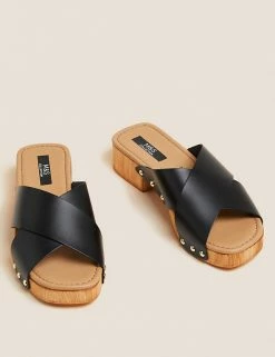 Wholesale ✨ M&S Collection Footwear Leather Block Heel Clogs 🔔 -New In Womens Sales 2022 SD 01 T02 4606B Y0 X EC 90