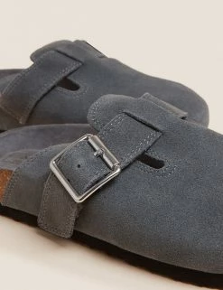 New 🥰 M&S Collection Footwear Suede Buckle Mules 💯 -New In Womens Sales 2022 SD 01 T02 4608B T0 X EC 3