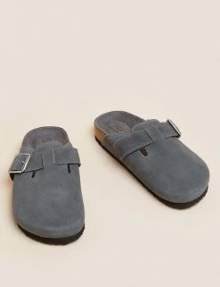 New 🥰 M&S Collection Footwear Suede Buckle Mules 💯 -New In Womens Sales 2022 SD 01 T02 4608B T0 X EC 90