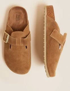 New 🥰 M&S Collection Footwear Suede Buckle Mules 💯 -New In Womens Sales 2022 SD 01 T02 4608B VS X EC 1