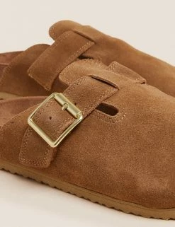New 🥰 M&S Collection Footwear Suede Buckle Mules 💯 -New In Womens Sales 2022 SD 01 T02 4608B VS X EC 3