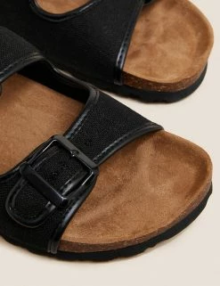 Best deal 🌟 M&S Collection Canvas Buckle Footbed 🩴 Sandals ⭐ -New In Womens Sales 2022 SD 01 T02 4876B Y4 X EC 3