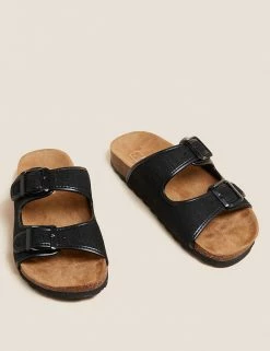 Best deal 🌟 M&S Collection Canvas Buckle Footbed 🩴 Sandals ⭐ -New In Womens Sales 2022 SD 01 T02 4876B Y4 X EC 90