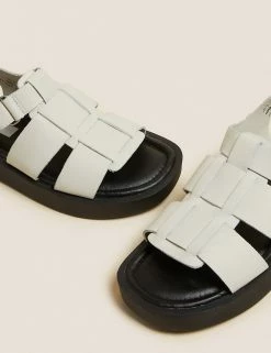 Promo 🎉 M&S Collection Leather Strappy Flat 🩴 Sandals 🛒 -New In Womens Sales 2022 SD 01 T02 4908 Z0 X EC 3