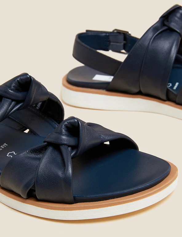 Promo ⌛ M&S Collection Wide Fit Leather Knot Flat 🩴 Sandals ❤️ 4 Promo ⌛ M&S Collection Wide Fit Leather Knot Flat 🩴 Sandals ❤️ - Image 4
