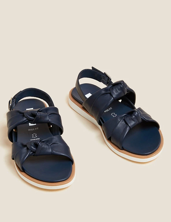 Promo ⌛ M&S Collection Wide Fit Leather Knot Flat 🩴 Sandals ❤️ 2 Promo ⌛ M&S Collection Wide Fit Leather Knot Flat 🩴 Sandals ❤️ - Image 2