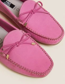 Outlet 🎁 M&S Collection Wide Fit Leather Bow 🥿 Boat Shoes ⭐ -New In Womens Sales 2022 SD 01 T02 8498W A0 X EC 3