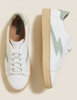 Buy ๐ M&S Collection Lace Up Leather Side Detail Trainers โญ 25 Buy ๐ M&S Collection Lace Up Leather Side Detail Trainers โญ -New In Womens Sales 2022 SD 01 T02 8902T J4 X EC 1