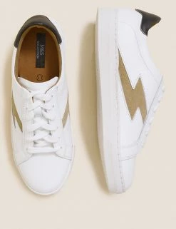Buy ๐ M&S Collection Lace Up Leather Side Detail Trainers โญ 21 Buy ๐ M&S Collection Lace Up Leather Side Detail Trainers โญ -New In Womens Sales 2022 SD 01 T02 8902T NF X EC 1