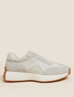 Buy 😀 M&S Collection Leather Lace Up Side Detail Trainers 😀