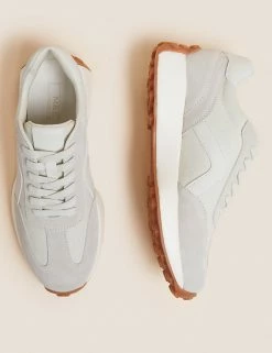 Buy 😀 M&S Collection Leather Lace Up Side Detail Trainers 😀 -New In Womens Sales 2022 SD 01 T02 8920T YF X EC 1